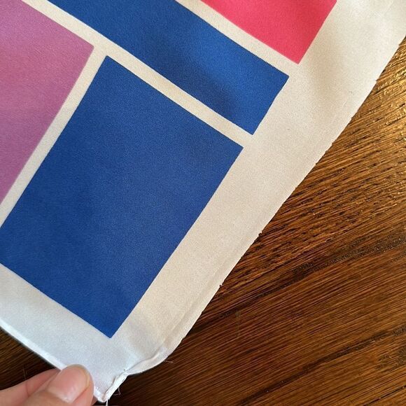 Vtg mid century Morsly Handkerchief Co multi color stripes & blocks long scarf - Picture 7 of 8